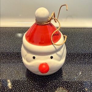 Ceramic Santa Ornament - White and Red Holiday Decoration